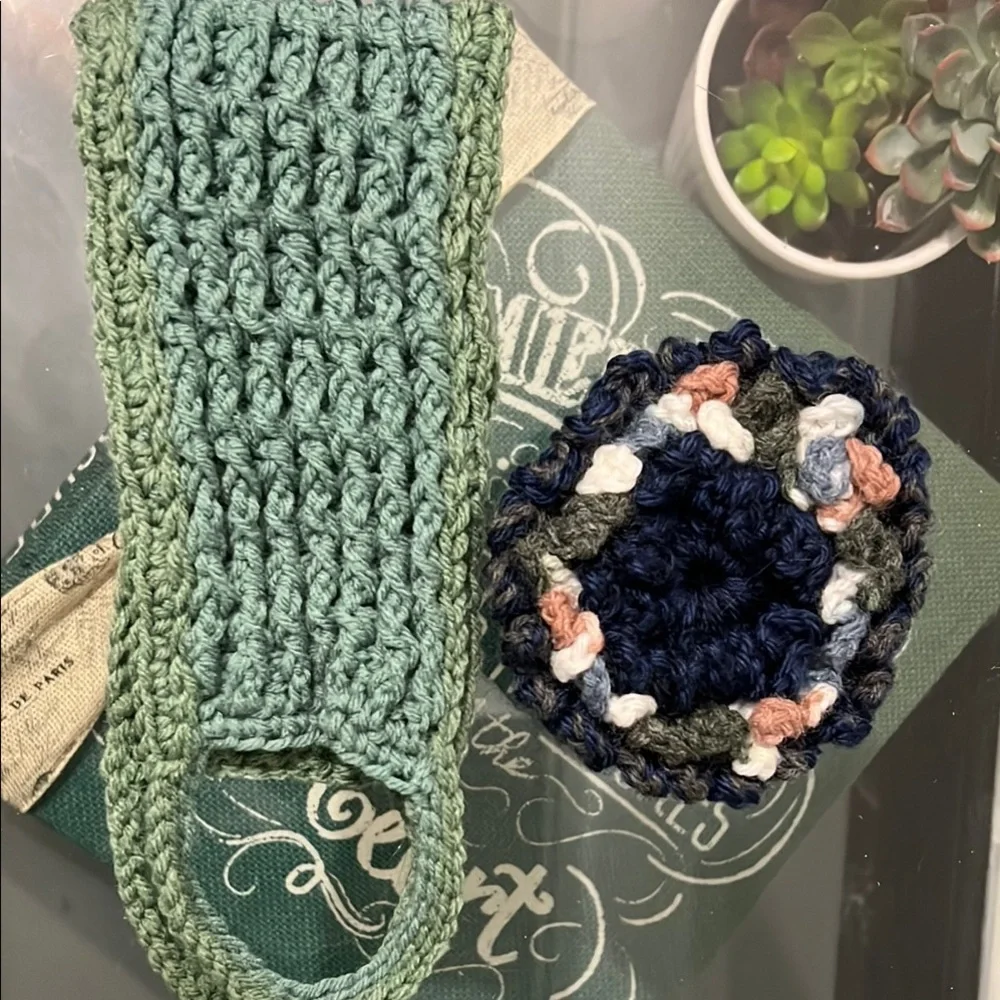 Handmade Crochet Spa 2pc set: Washcloth, Scrubbie